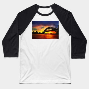 Sydney Harbour Australia Impressionist Sunset Art Baseball T-Shirt